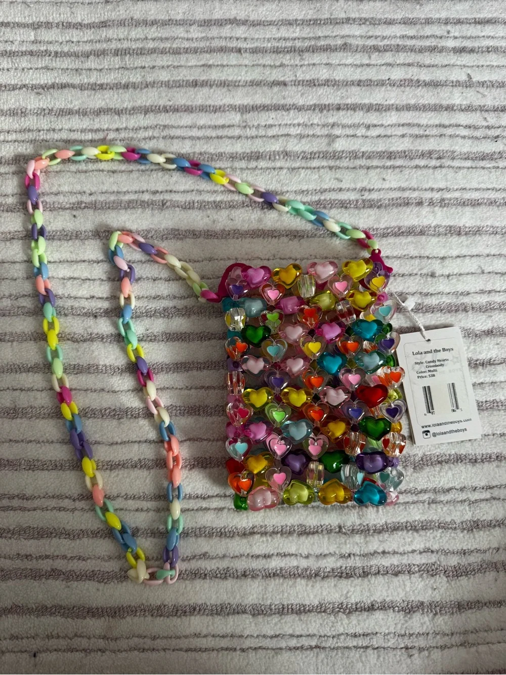 Lola + The Boys Multicolor Candy Hearts Beaded Crossbody Bag